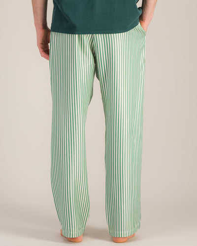 Pantalon pyjama homme Tencel, rayures menthe