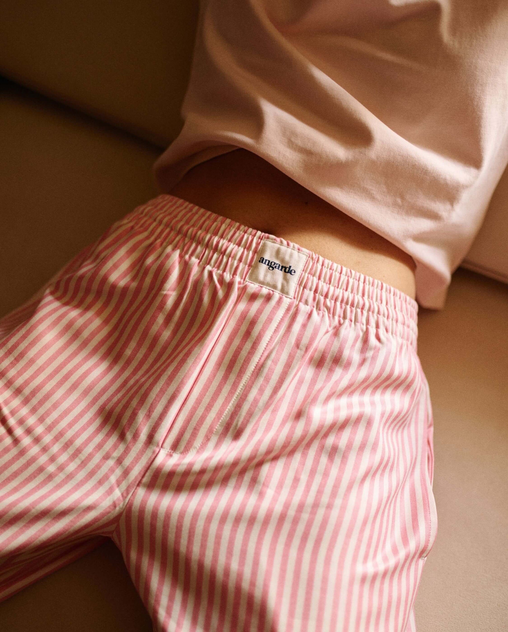 Pantalon pyjama femme rayures dahlia zoom face Angarde