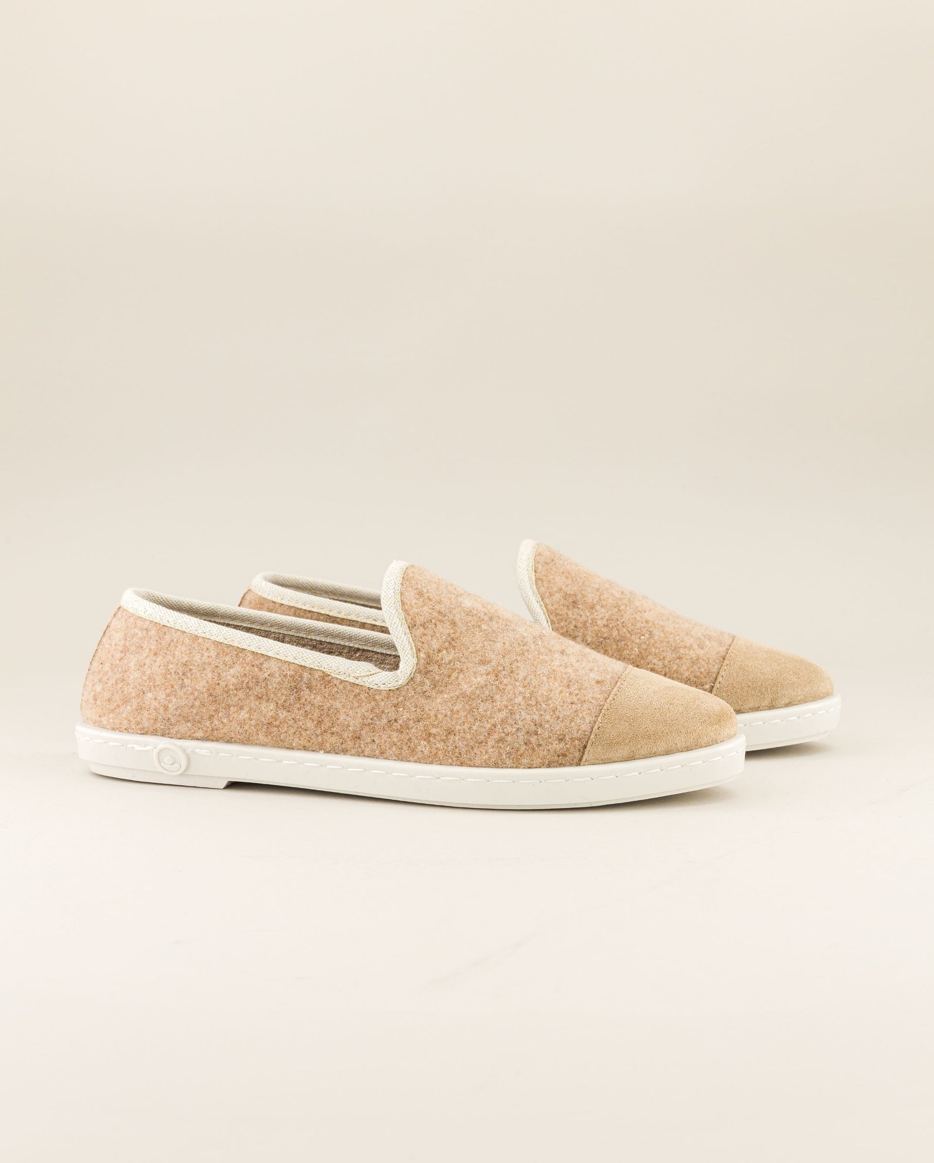 Chausson femme Bruson, laine sable lamé