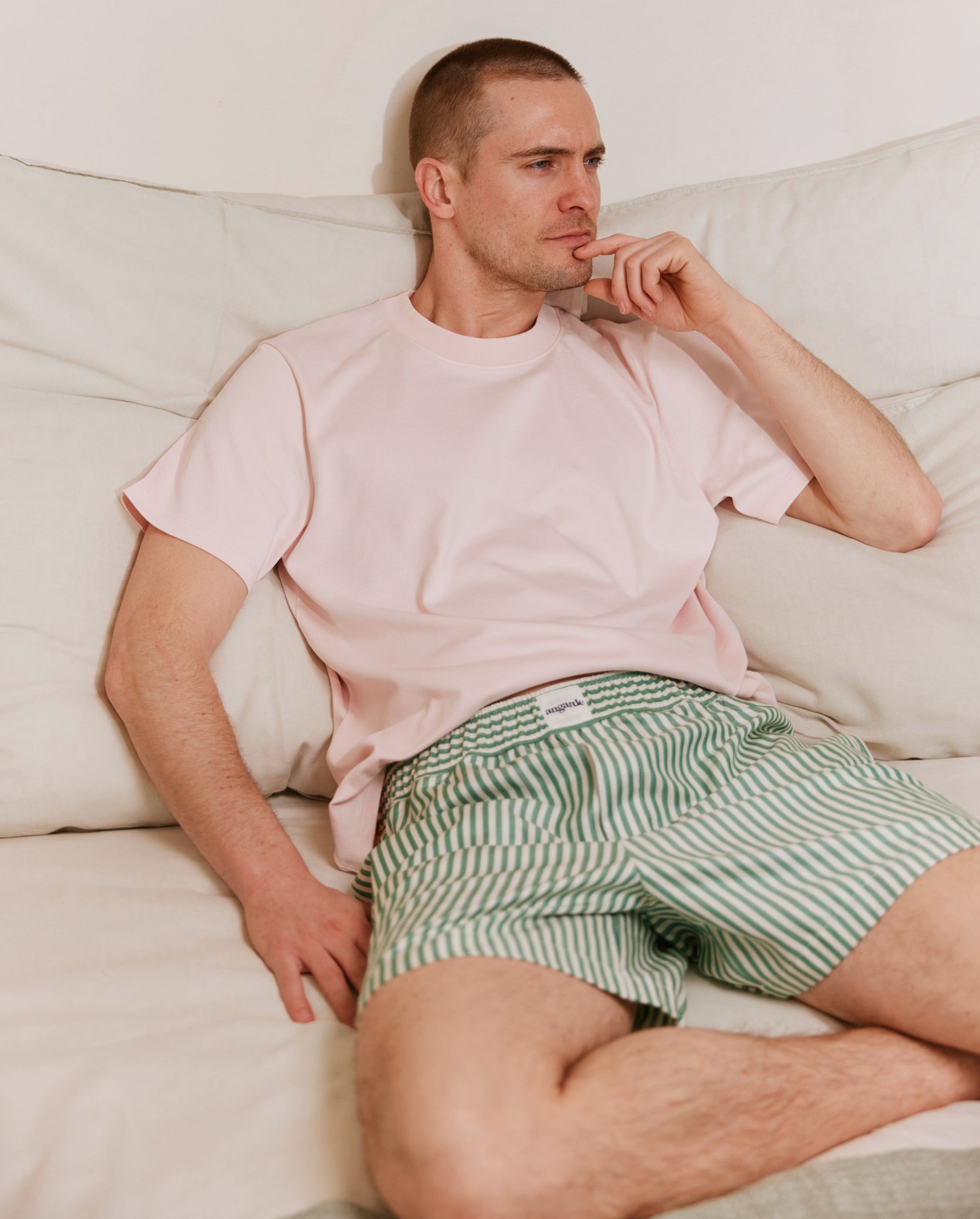 Short pyjama homme rayures vert mood Angarde