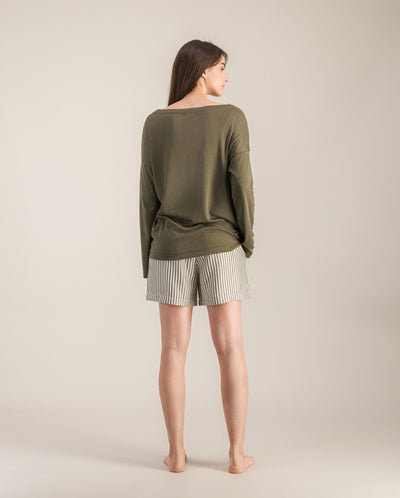 Short pyjama femme, matcha dos plein pied Angarde