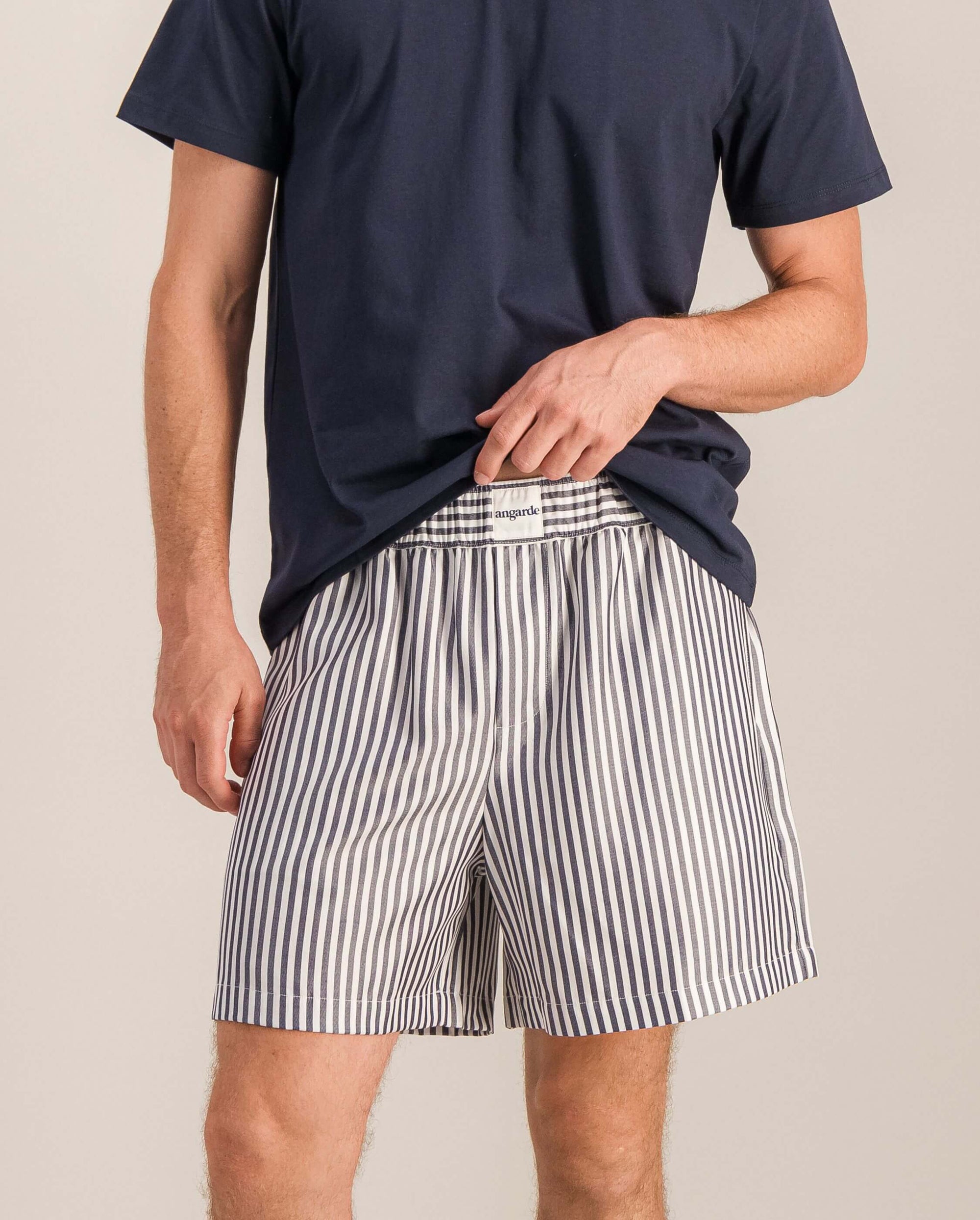 Short pyjama homme, rayures marine