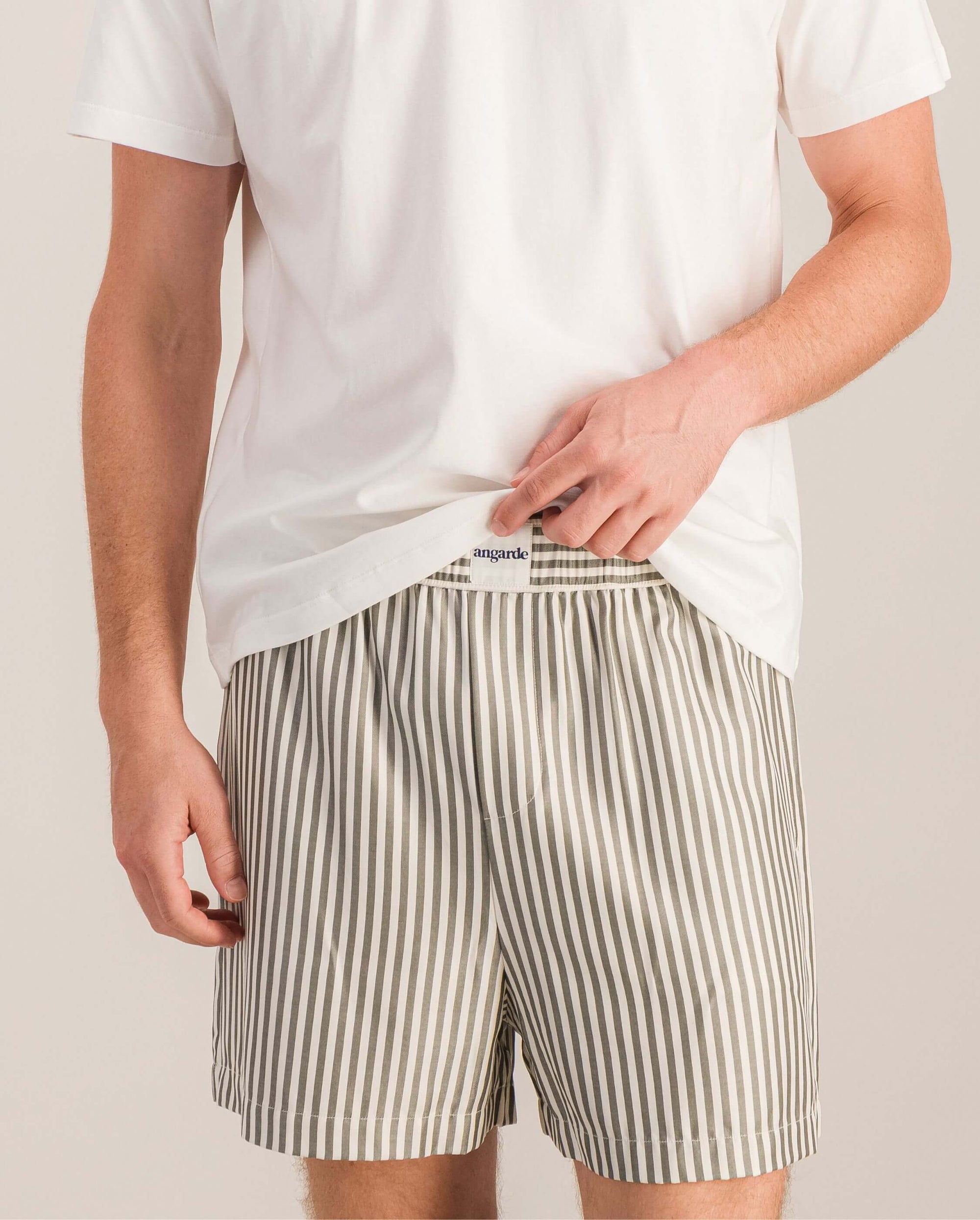 Short pyjama homme, rayures matcha