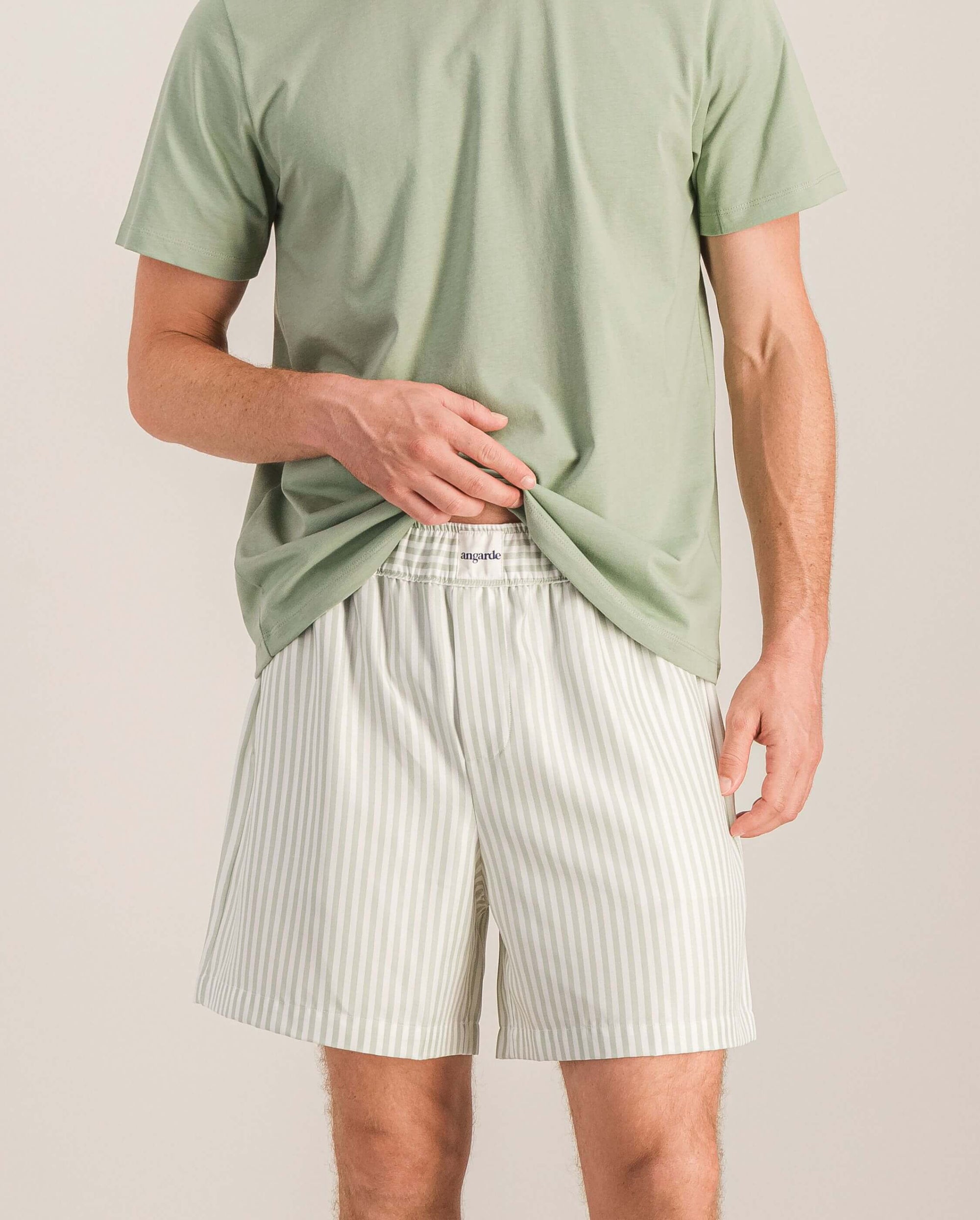 Short pyjama homme, rayures sauge