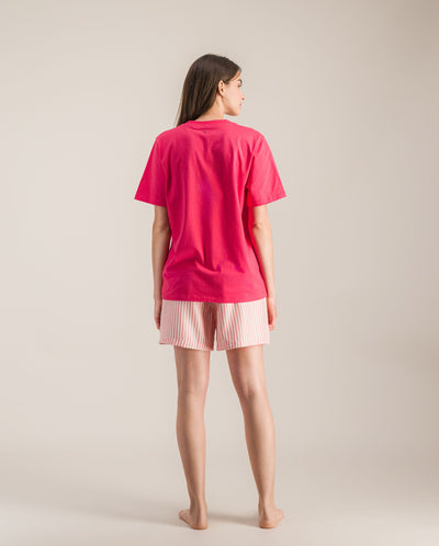 Women's t-shirt - shorts set, dahlia