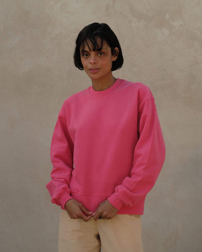 Sweatshirt femme coton bio fuchsia face Angarde