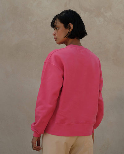Sweatshirt femme coton bio fuchsia dos Angarde