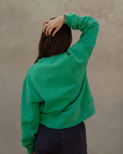 Sweatshirt femme coton bio vert dos Angarde