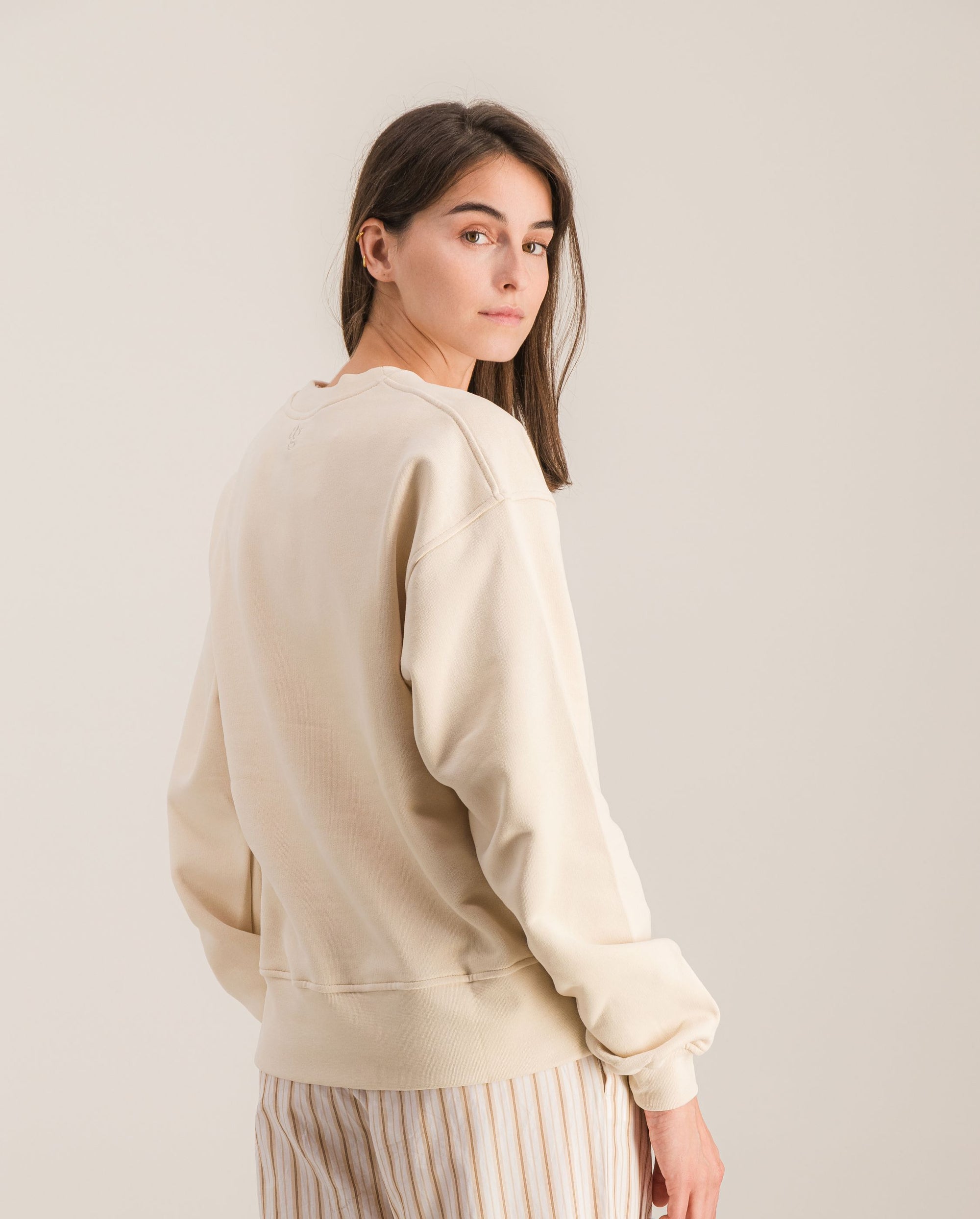 Sweatshirt femme coton bio, beige