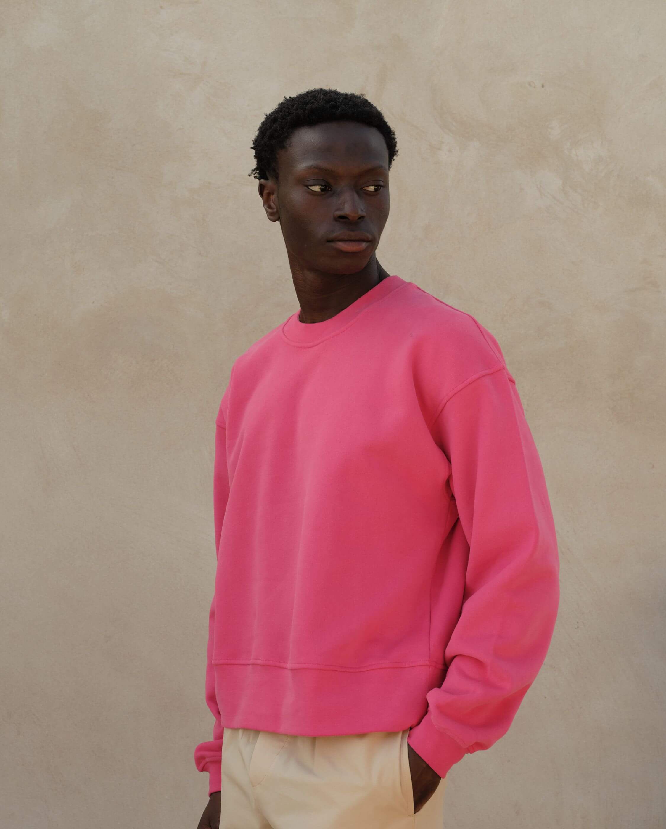 Sweatshirt homme fuchsia en coton bio Angarde