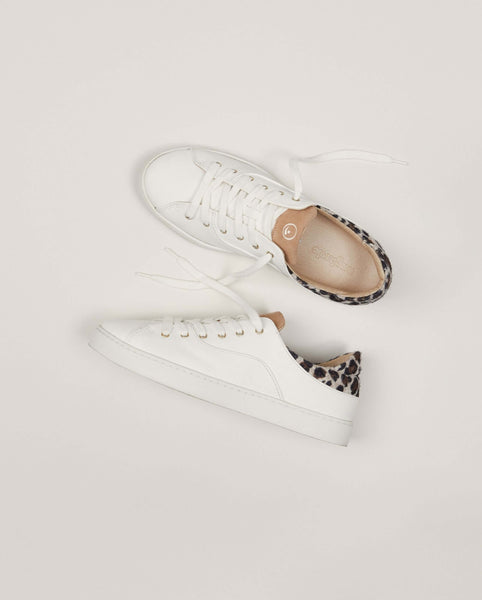 Basket blanche et leopard femme hot sale