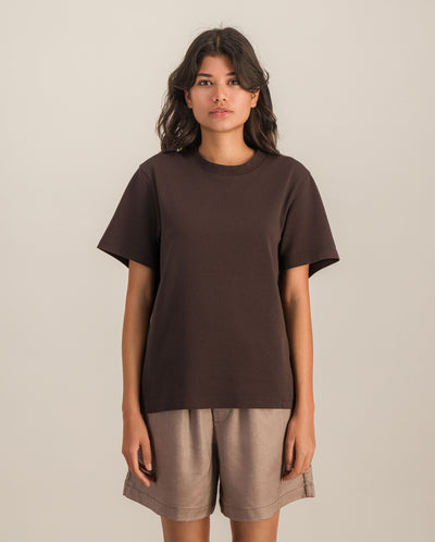 T-shirt femme coton bio, chocolat