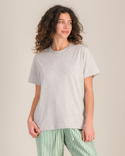 T-shirt femme coton bio, gris chiné