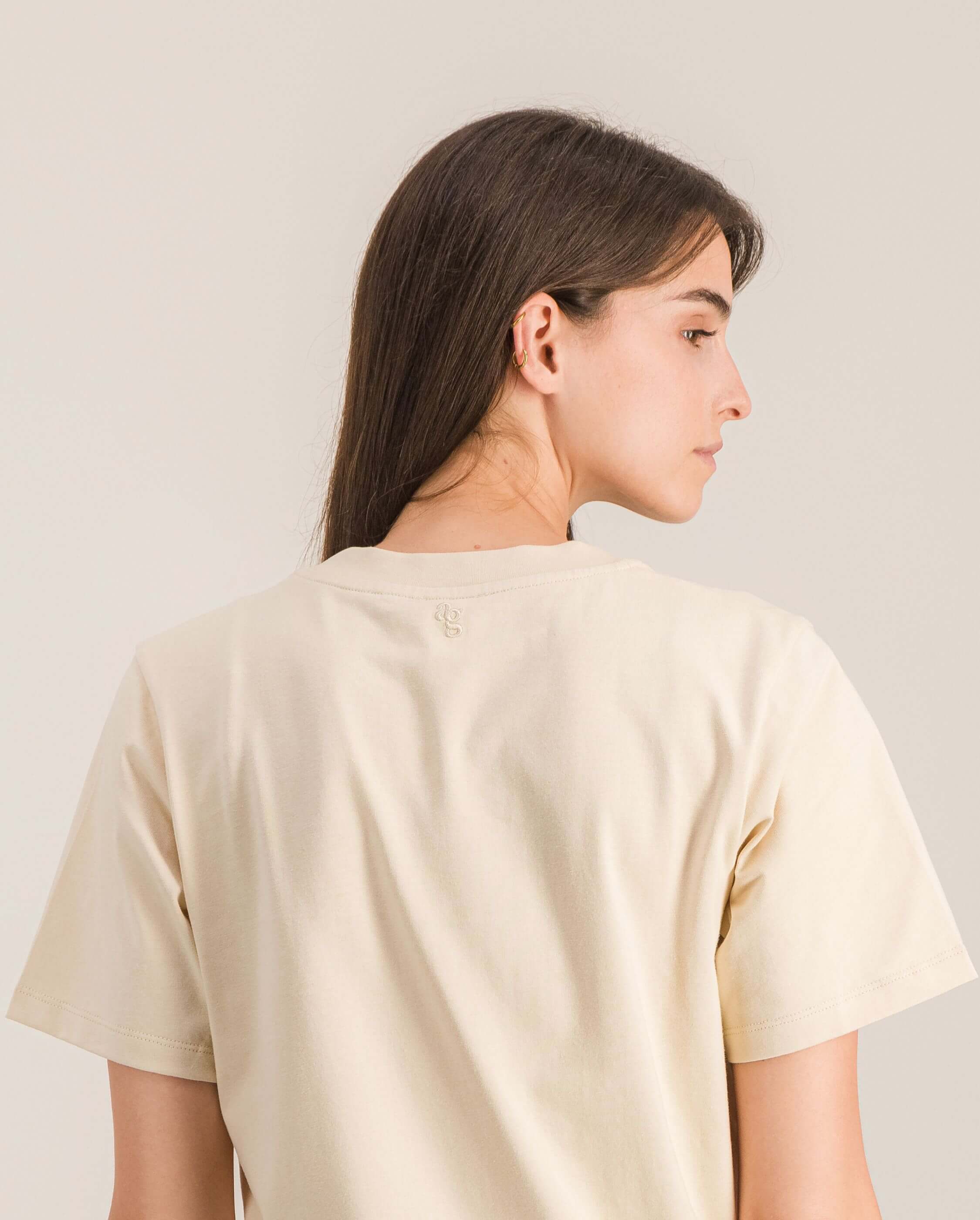 Women s organic cotton tee beige Angarde