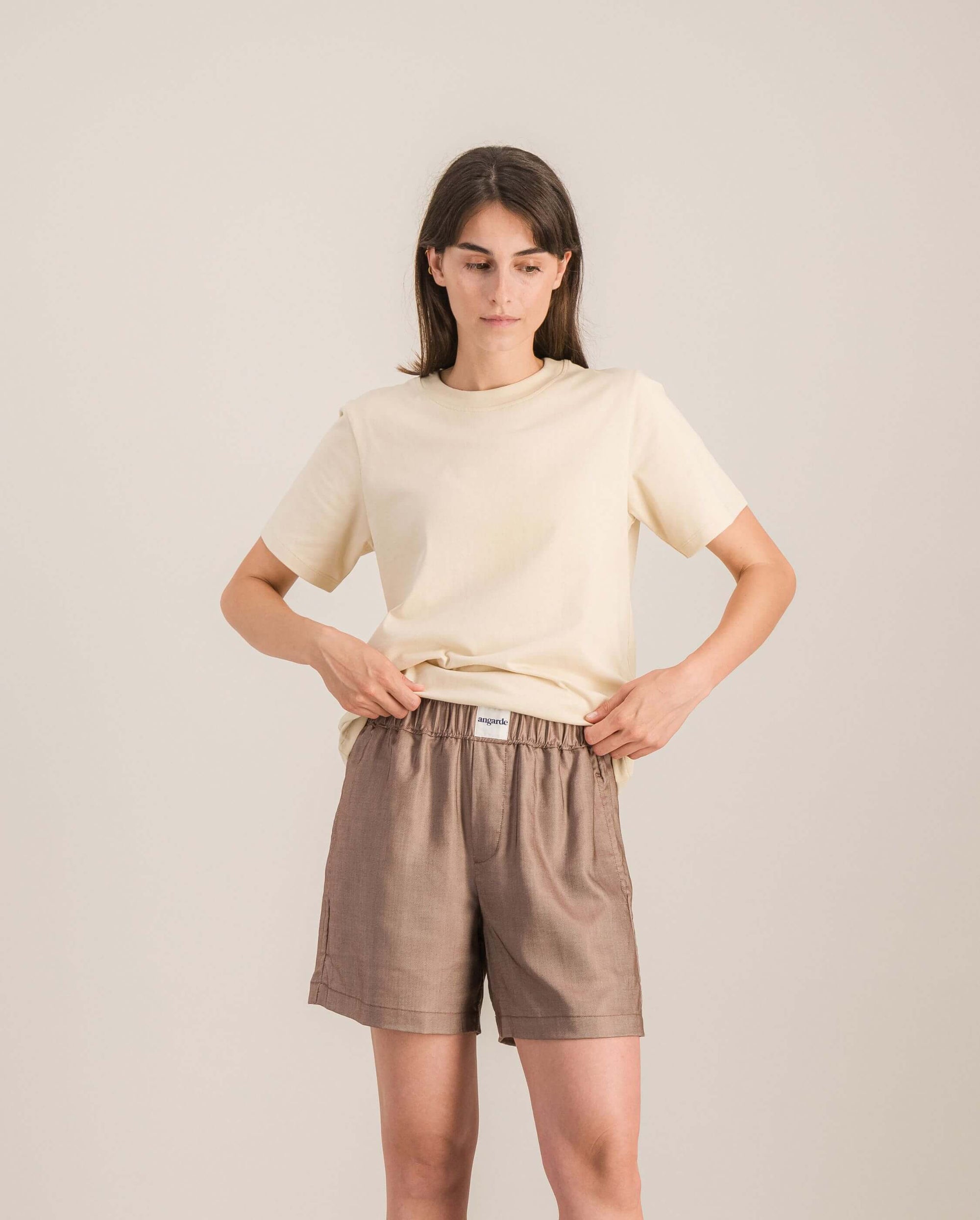 Women's organic cotton tee, beige