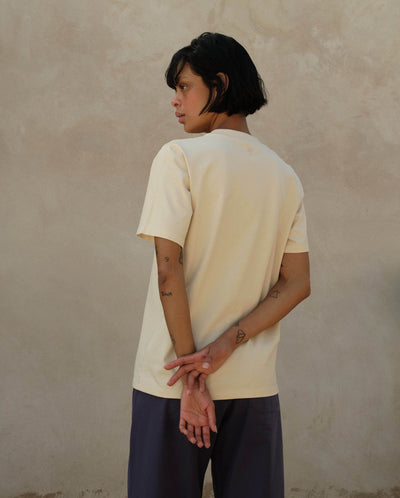 T-shirt femme coton bio beige dos Angarde