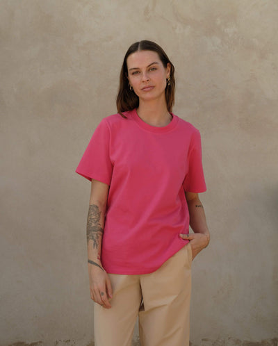 T-shirt femme coton bio fuchsia face Angarde