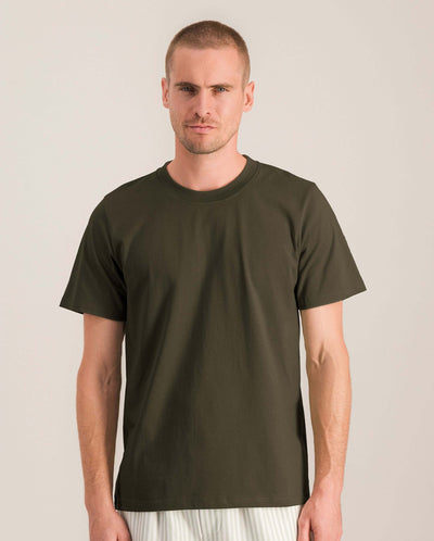 T-shirt homme coton bio, kaki face Angarde