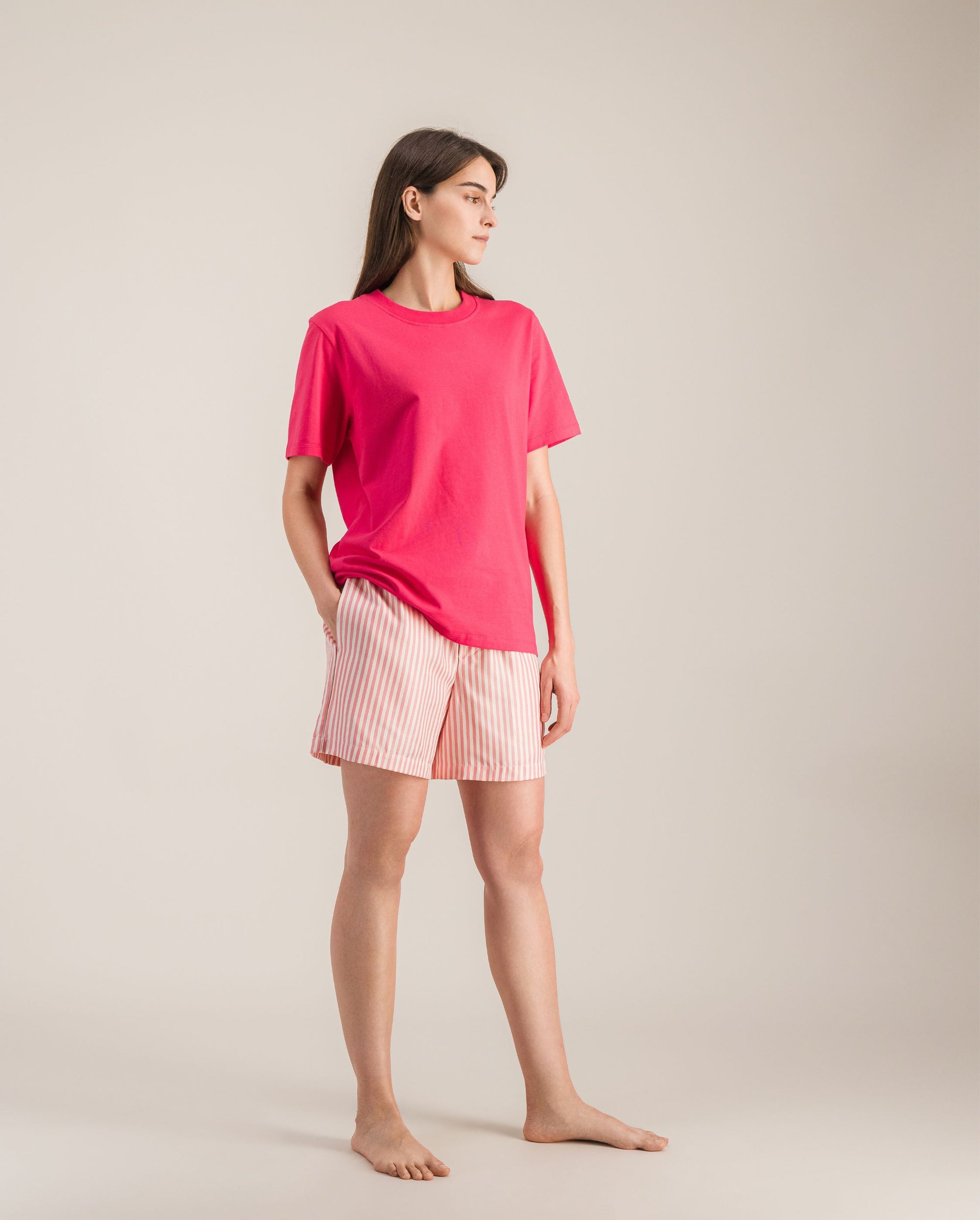 T-shirt femme coton bio, fuchsia