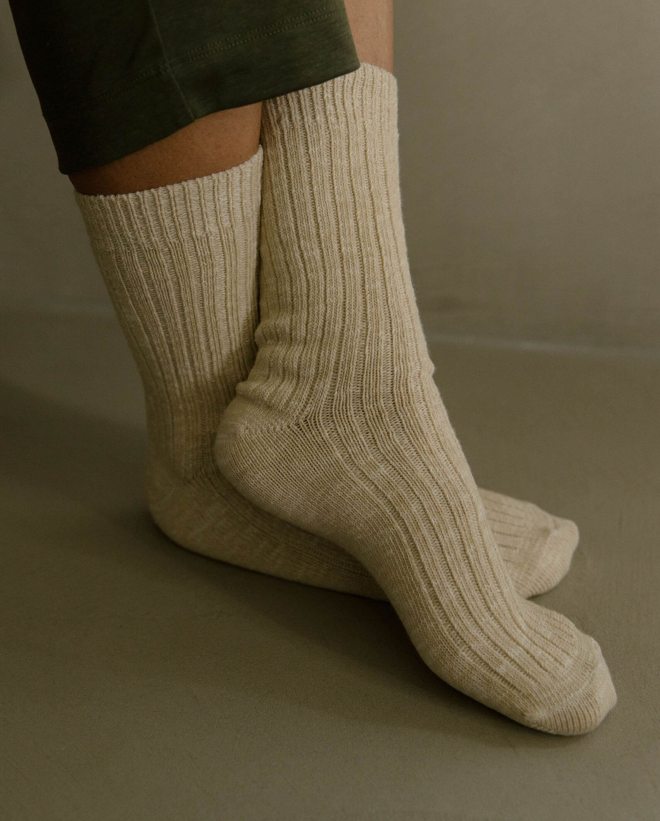 Chaussettes chin es femme beige clair Angarde ANGARDE