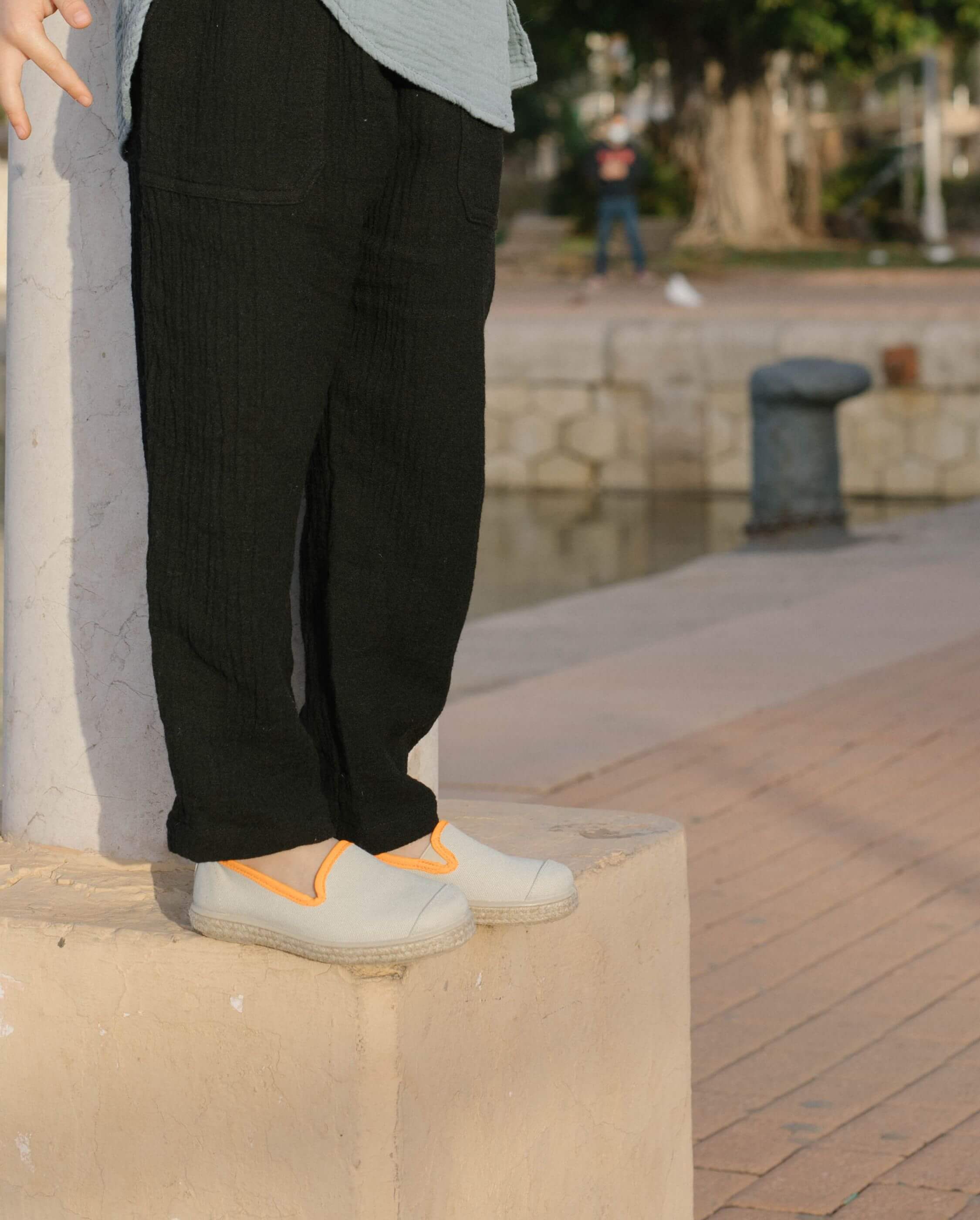 Espadrilles enfant beige fluo orange Angarde