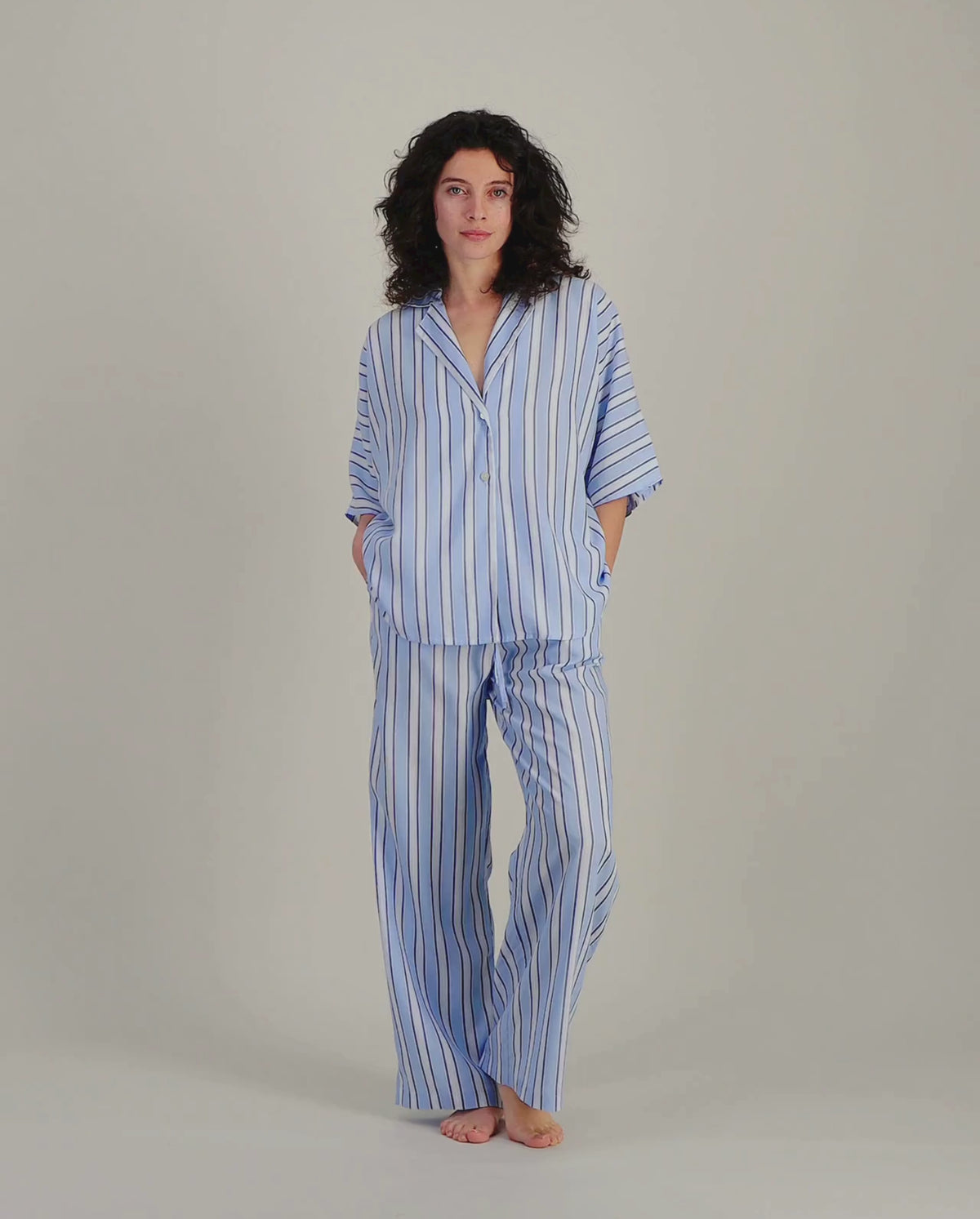 Ensemble alyzé long femme, rayures bleu-océan vidéo Angarde
