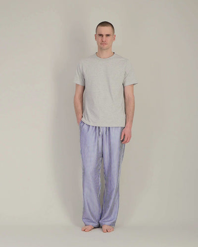 Pantalon pyjama homme Tencel, rayures océan