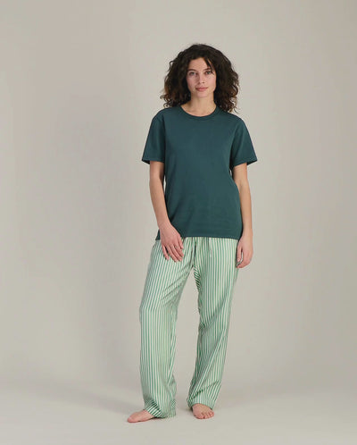 Pantalon pyjama femme Tencel, rayures menthe